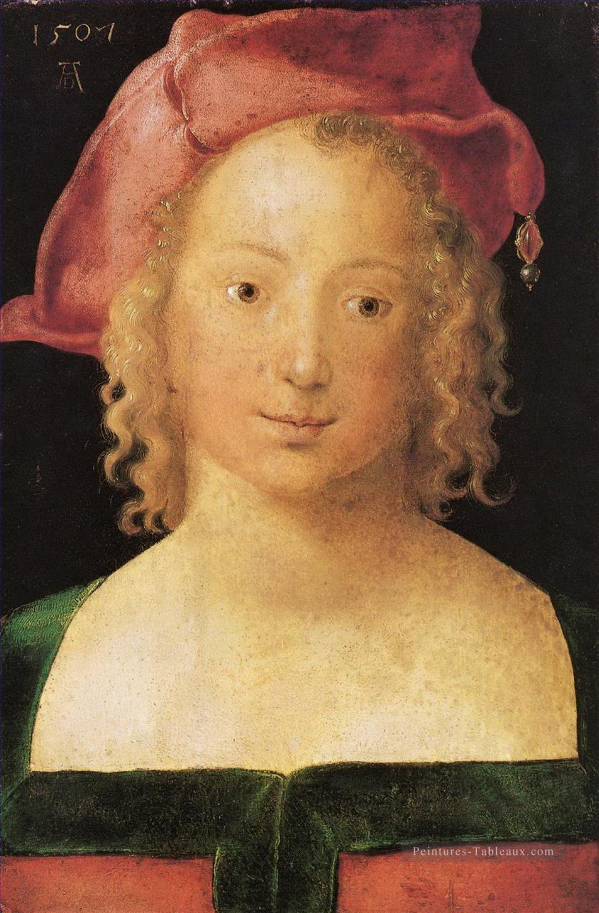 Face à une jeune fille avec un béret rouge Albrecht Dürer Peintures à l'huile